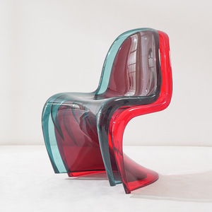 Pan Dong Chair Transparent Acrylic Red Blue Designer Creative Chair With <b>Backrest</b> For Commercial Venues - Product Image 1