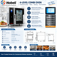 Four combiné électrique au gaz commercial en acier inoxydable avec écran tactile numérique multifonctionnel pour cuisine d'hôtel