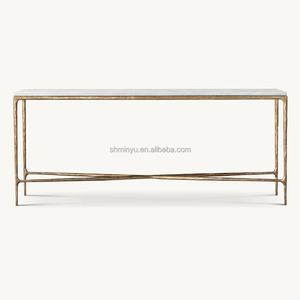 Table <span class=keywords><strong>console</strong></span> moderne de haute qualité <span class=keywords><strong>en</strong></span> marbre naturel antique, durable, avec cadre <span class=keywords><strong>en</strong></span> fer forgé <span class=keywords><strong>doré</strong></span>, meuble étroit pour salon, pour la maison - Product Image 1