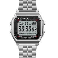Montre numérique Azan pour homme : Heures de prière musulmanes, Adhan, Alfajr, Qibla – Montre religieuse de poignet