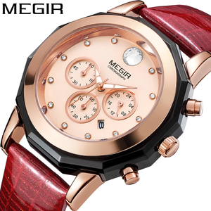 MEGIR 2042 belle donne all'ingrosso orologio al quarzo vendita calda in vera pelle cinturino impermeabilizzante Chrono in Stock Lady Watch Design - Product Image 4