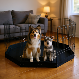 Recinto per cani pieghevole in metallo a 8 pannelli, 30 cm di altezza, con tappetino per esercizio e addestramento - Product Image 2