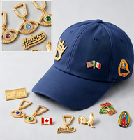Badge de chapeau de club de baseball personnalisé en émail souple plaqué or vintage, accessoires de broche à clipser sur chapeau, vente en gros
