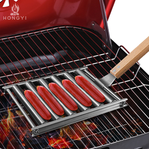 Supports à hot-dogs en acier inoxydable Conception à rouleaux Accessoires de barbecue Poignée de gril à saucisses Push-pull Facile à nettoyer - Product Image 4