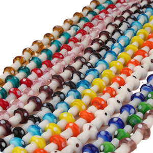Perle en verre soufflé artisanal, petite, ronde, rouge, 10x14mm, pour accessoires de boucles d'oreilles, mignonne et unique, certifiée par un tiers - Product Image 1