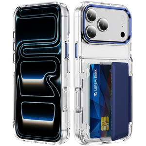 กระเป๋าใส่บัตร RFID สำหรับเดินทาง เคสโทรศัพท์ใสสำหรับ iPhone 18 17 16 15 14 Pro Max พร้อมขาตั้งแบบพับได้ ฝาหลังใส - Product Image 4