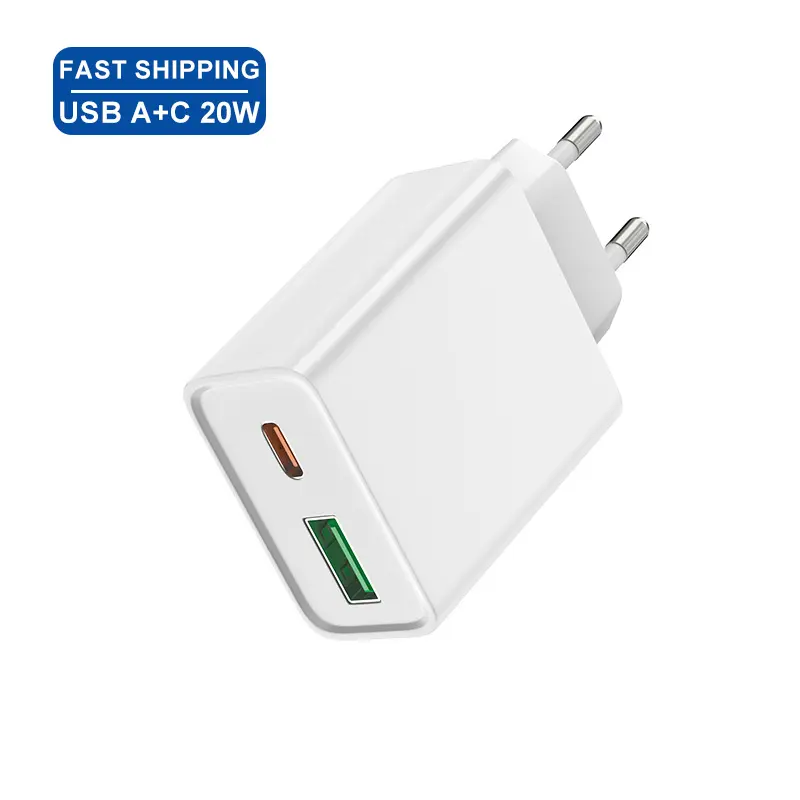 Fast shipping 20W ulta-thin usb wall charger dual charge plug in usb charge c for smart mobile device