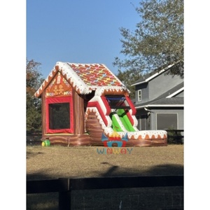 Maison gonflable en pain d'épice avec toboggan-Château sautant sur le thème des bonbons pour les fêtes d'enfants - Product Image 3
