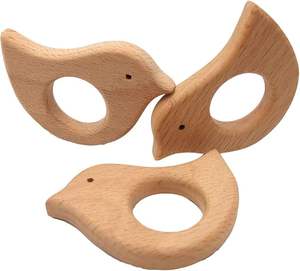 Encantador pájaro de madera de <span class=keywords><strong>dibujos</strong></span> <span class=keywords><strong>animados</strong></span>, forma de Animal Natural puro, juguetes de dentición de madera de haya, patrón hecho a mano, colgante de collar de joyería DIY - Product Image 1