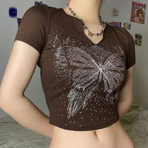 เสื้อยืด Y2K ลายกราฟิกแขนสั้นสำหรับผู้หญิงเสื้อเด็กพิมพ์ลายเซ็กซี่ฤดูร้อน - Product Image 3