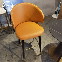 Chaises de bar à cadre métallique en acier inoxydable de haute qualité avec siège en cuir, style minimaliste, pieds hauts – Offre Spéciale