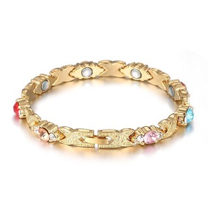 Women's Two-Tone Diamond <b>Bracelet</b> Zinc Alloy Magnetic Jewelry Gift Fashion Beaded <b>Bracelets</b> - Product Image 4
