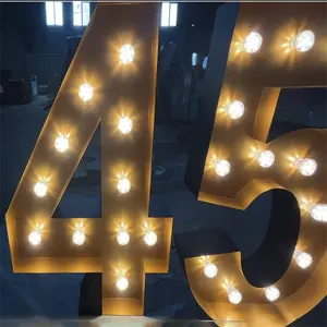 2023 Hot Sale Golden Diamond Light Bulb Led Marquee Letter Lights Light Up Letter Marquee Letters 4ft For Wedding Decoration