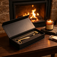 Kit de Soins de Luxe pour Bougies Écologiques Sans Fumée, Ensemble Coupe-Mèche et Éteignoir en Acier Inoxydable, Cadeau Parfumé pour la Maison à Base de Cire de Soja