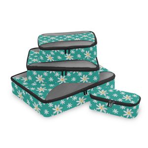Organiseurs de bagages pliables à motif de fleurs de Tiare hawaïennes, ensemble de 4 cubes de rangement, logo personnalisé, cubes de rangement pour valise - Product Image 1