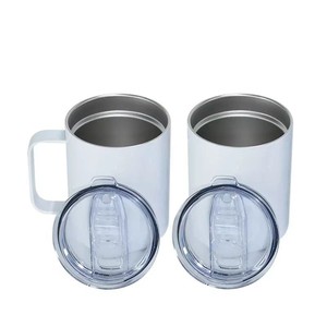 USA Warehouse Free Shipping 12oz Vacuum Insulated Travel Camping Mug 304 Stainless Steel <b>Coffee</b> Tumbler with Lid and Handle - Product Image 5
