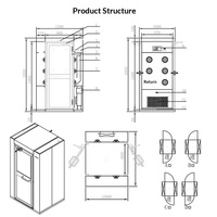 Douche d'air industrielle en acier inoxydable 304, à double soufflerie, pour une personne, 380V, pour salle blanche, taille personnalisée