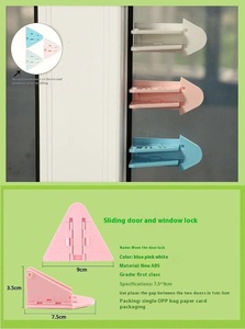 Cerradura de puerta corredera y ventana de seguridad para niños, <span class=keywords><strong>bloqueador</strong></span> de ventana a prueba de bebés, cerradura segura de plástico para gabinetes - Product Image 2