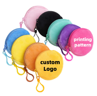 Prix de fabrication en gros, porte-monnaie rond en peluche mignon et portable, mini, 8,5 cm, porte-cartes, portefeuilles avec porte-clés