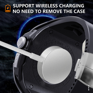 Custodia SHELLBOX Robusta con Supporto per Ricarica Wireless Antiurto in Acciaio Inossidabile 316 per <span class=keywords><strong>Apple</strong></span> <span class=keywords><strong>Watch</strong></span> <span class=keywords><strong>Ultra</strong></span> con Cinturino in Silicone Morbido - Product Image 4