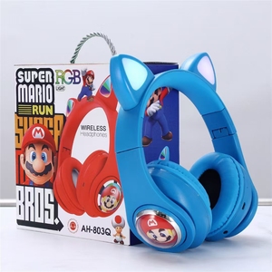 Audífonos CYY Kitty Stitch <span class=keywords><strong>Mario</strong></span> <span class=keywords><strong>Bros</strong></span>, Lindos Audífonos Inalámbricos con Diseño de Dibujos Animados, Audífonos con Cable LED en Forma de Cápsula con Orejas de <span class=keywords><strong>Gato</strong></span> para Niños - Product Image 2