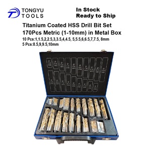 Jeu de 170 forets hélicoïdaux HSS 1-10 mm, revêtement <span class=keywords><strong>titane</strong></span>, acier rapide, pour métal, aluminium, fonte - Product Image 2