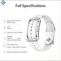 Bracelet intelligent G70 ECG sans écran, suivi de la santé, moniteur de fréquence cardiaque PPG, moniteur d'oxygène sanguin, moniteur de variabilité de la fréquence cardiaque, étanche, analyse de la santé par IA, Android IOS