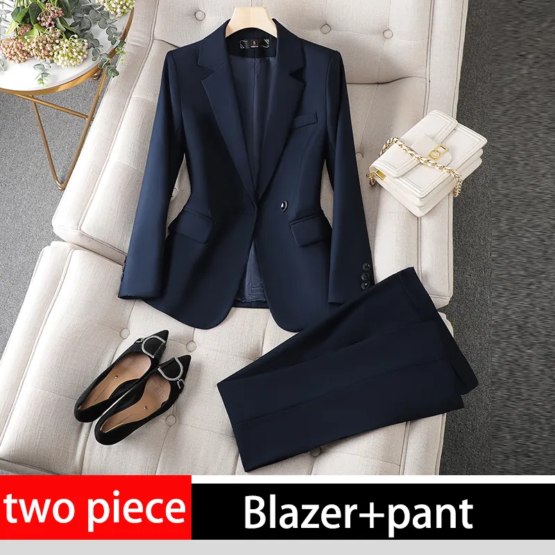 Sıcak satış 2 parça takım elbise takım ofis bayan iş elbisesi kadın resmi takım elbiseler Blazer pantolon seti