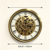 Grande horloge murale squelette à engrenages, chiffres romains, mouvement silencieux à quartz, vintage, mouvement apparent, décorative pour salon