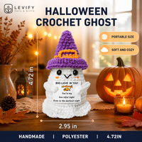 Poupée fantôme en crochet d'Halloween, amigurumi fait main en peluche polyester, cadeau de soutien émotionnel, vente en gros, décoration d'intérieur pour apaiser l'esprit et le bureau