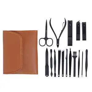 16 Piece Black Nail Clippers Set Stainless Steel Quality Choice Manicure And Pedicure Kits Chiropody Instruments