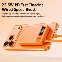 Chargeur sans fil magnétique rapide 22,5 W et batterie externe Li-Polymère avec support d'affichage LED et câble Type-C – Conception portable 2-en-1