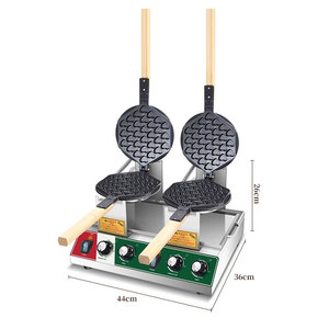 Precio de fábrica comercial mecánico Digital doble cabeza giratoria burbuja huevo Puff Mini máquina para hacer gofres equipo de aperitivos - Product Image 3