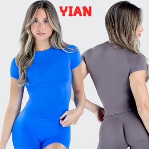 Camiseta Deportiva Ajustada para <span class=keywords><strong>Mujer</strong></span>, Estilo Moderno, Cuello Redondo, Manga Corta, Talla Grande, Secado Rápido, para Yoga, Fitness y Running - Product Image 1