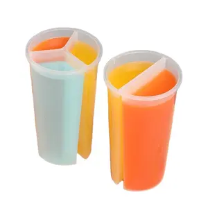 Wholesale Disposable cold drink cups 3 compartment split twin plastic cups share enjoy double PP Split Cup