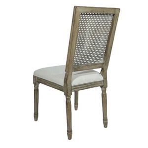 Chaise <span class=keywords><strong>Louis</strong></span> <span class=keywords><strong>Xv</strong></span> <span class=keywords><strong>de</strong></span> salle à manger en bois à dossier carré <span class=keywords><strong>de</strong></span> <span class=keywords><strong>Style</strong></span> Antique Provincial français avec dossier en rotin - Product Image 6