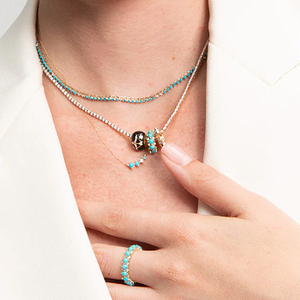 Collares de Joyería Fina CANNER Versátiles de Plata de Ley S925 con Incrustaciones de Turquesa Blanca y Circonita 5A, Diseño Curvo Simple - Product Image 5