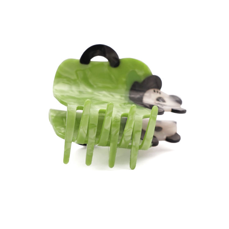 Glow&Brooks Original 8cm Panda Splicing Acetate Claw Clips Green Black&white Custom Designer Hair Claw Chinese Style Hair Clip