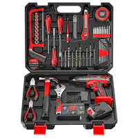 Perceuse électrique sans fil avec réglage de la vitesse du couple 25+1, kit d'outils de bricolage domestique, coffret de rangement en plastique inclus, batterie lithium-ion, garantie 1 an