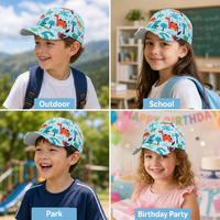 Premium kinder dinosaurushoed voor jongens en meisjes, cartoonprint, zonbescherming, ademend, OEM ODM groothandel bulk fabrikant