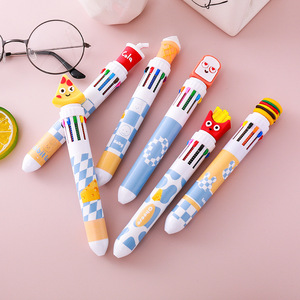 Oso de dibujos animados hamburguesa <span class=keywords><strong>Pizza</strong></span> 10 colores bolígrafo estudiante lindo papelería regalo Color prensa bolígrafo - Product Image 1