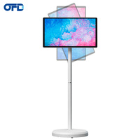 Tableta TV vertical de 21,5 pulgadas con batería, TV inteligente móvil con ruedas, pantalla táctil de cuatro núcleos, Monitor portátil