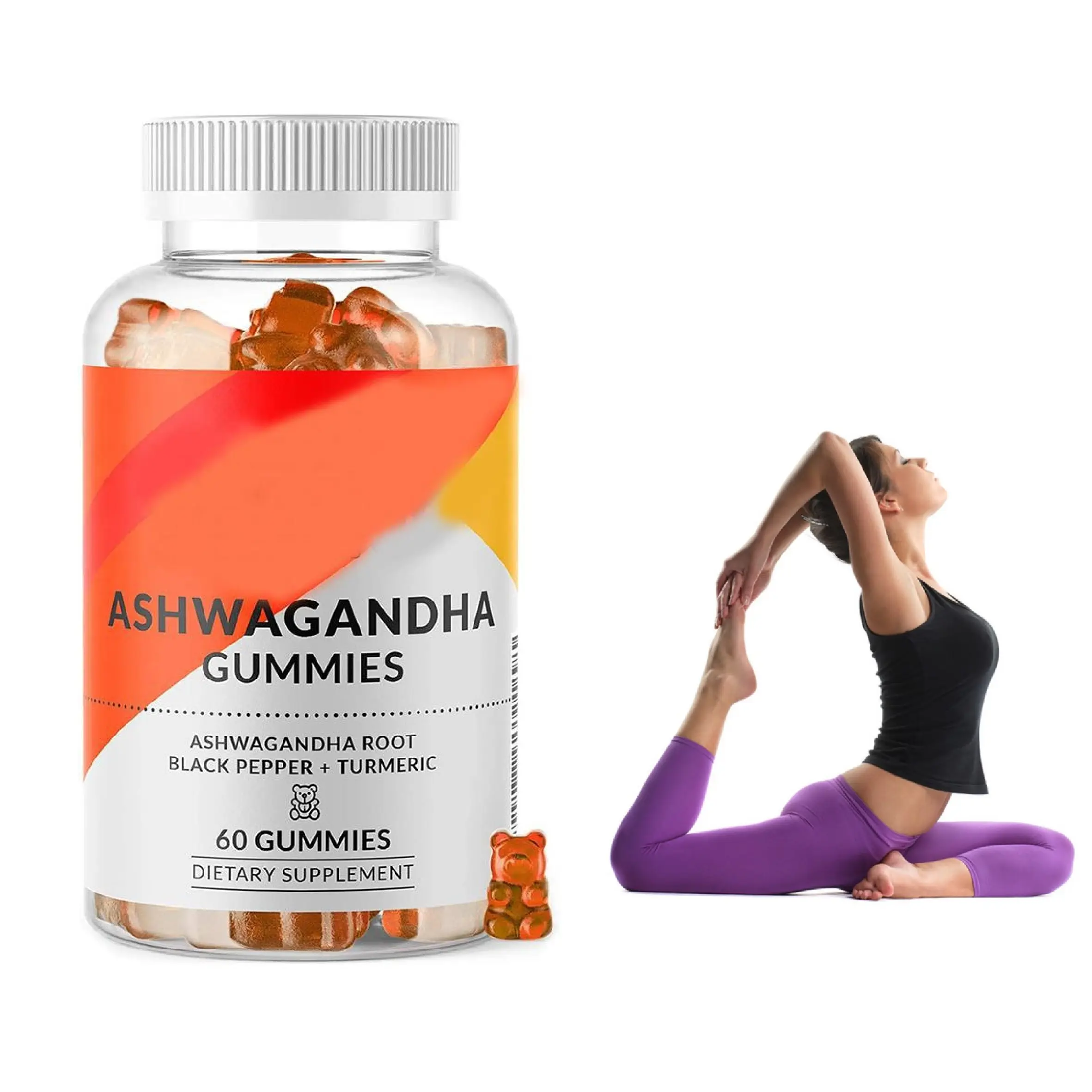 Tùy chỉnh Hữu Cơ Ashwagandha Gummies Vegan Vitamin tổng hợp Gummies căng thẳng cứu trợ sức khỏe miễn dịch Ashwagandha chiết xuất từ rễ Gummies