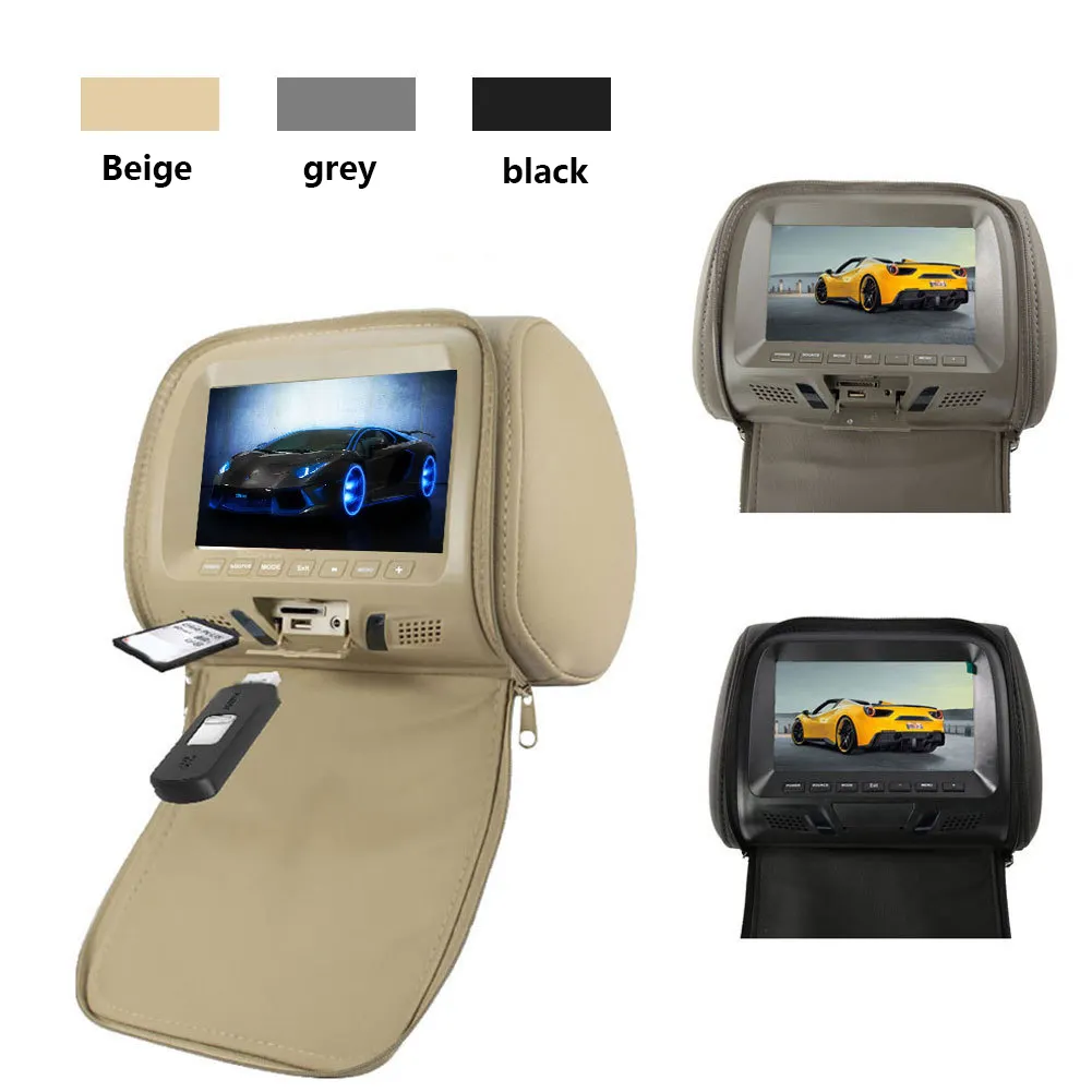 7 Inch Ritssluiting Tas Mp5 High-Definition Hoofdsteun Monitor Usb Sd Kaart Speler Lcd Tv Scherm