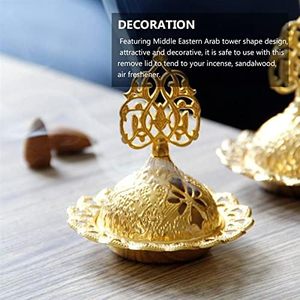 Encensoir en métal ajouré doré/argenté, modèle tour, pour le Moyen-Orient et l'Arabie, pour bois parfumé au santal et anis étoilé - Product Image 3