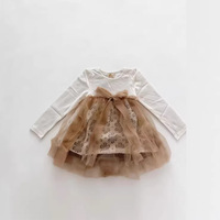 Robe vintage en coton à manches longues et imprimé crocheté pour filles, coupe trapèze, personnalisable, plusieurs couleurs, échantillon en 7 jours |   Stock |   Usine de Foshan