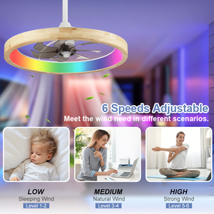 พัดลมเพดาน LED มอเตอร์ BLDC RGB ทันสมัยพร้อมไฟ ABS ควบคุมระยะไกลปรับแสงได้โดยตรงจากโรงงานห้องนั่งเล่นห้องนอน - Product Image 3
