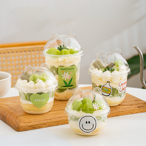 Tasses à dessert 250ml/360ml/500ml avec couvercles <span class=keywords><strong>Panda</strong></span>, pour mousse, gelée, crème glacée, collation à emporter, mini récipients à pouding en plastique - Product Image 3