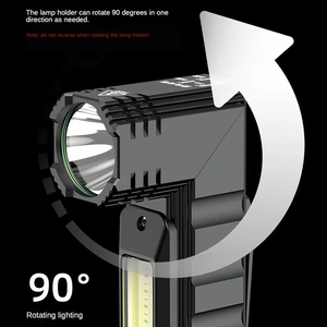 Linterna recargable USB con pivote magnético ajustable, práctica linterna de emergencia impermeable, Bombilla LED para trabajo, luz de trabajo manual - Product Image 4
