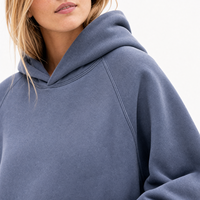 Sweat à capuche basique pour femme, personnalisé, en molleton épais 100% coton 450 GSM, respirant, effet délavé vintage, à manches raglan, vierge, vente en gros